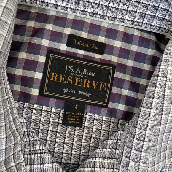 Jos A Bank Reserve Tailored Fit  Dress Shirt Size M - Picture 4 of 7